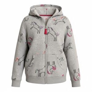 Cat & Jack Girls' Grey Unicorn Zip Hoodie girls 7/8